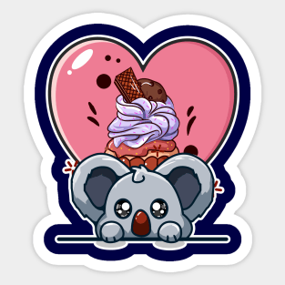 Koala bear and cupcake Sticker